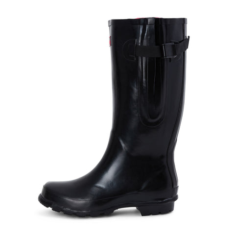 Wide Calf Rain Boots - 15 to 19 inch calf - Black Glossy - Regular Width in Ankle