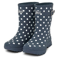 Half Height Navy Spot Rain Boots - Wide Foot and Ankle