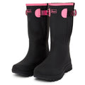 Extra Wide Calf Womens' Rain Boots - Black with Pink Trim - 16-23 Inch Calf - Wide in Foot & Ankle