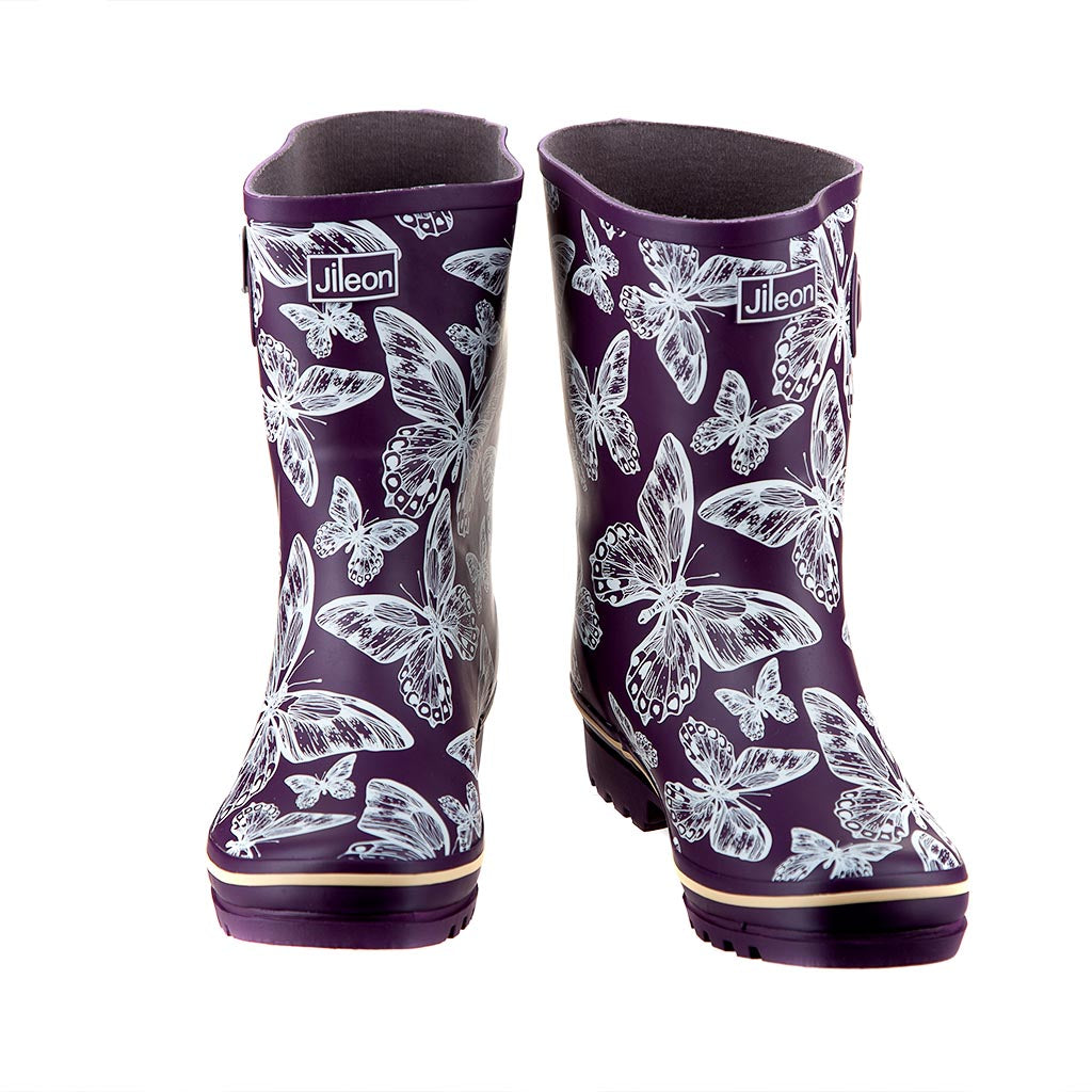 Half Height Purple Rain Boots Wide Fit in Foot and Ankle Jileon RainBoots