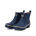 Ankle Height Rain Boots - Navy Blue with Cream Trim - Wide Foot - Easy to Slip On