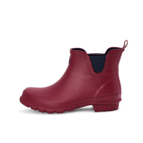 Ankle Height Rain Boots - Raspberry Red - Wide Foot - Easy to Slip On