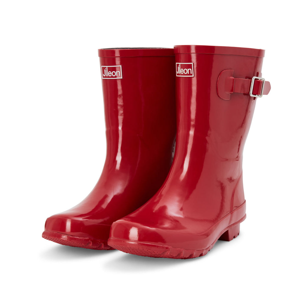 Tall red waterproof women's rain boots