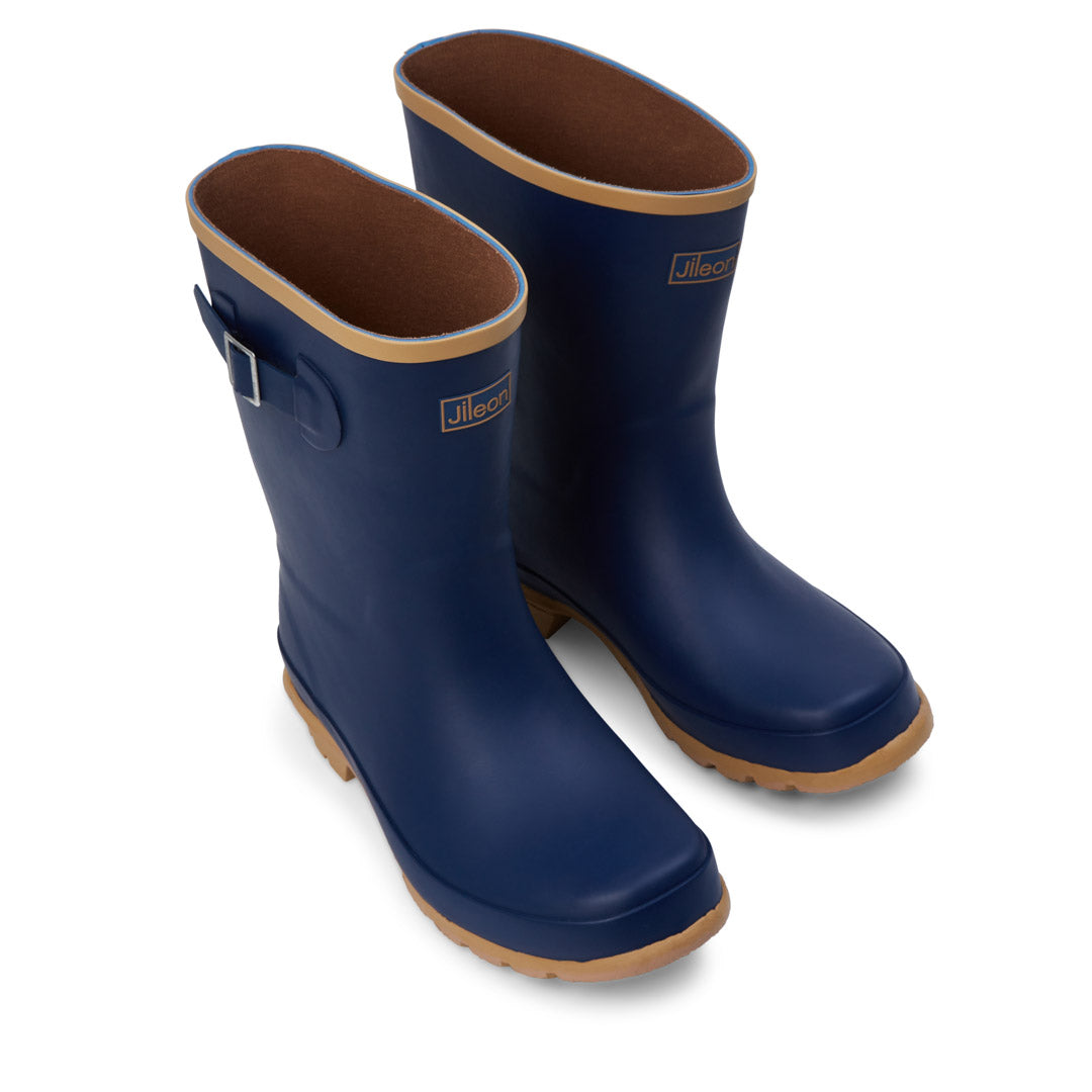 Womens Half Height Oxford Blue Rain Boots - Wide Foot and