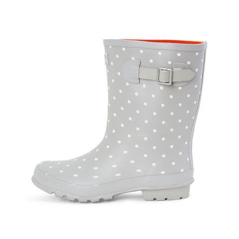 Half Height Rain Boots - Gray with White Spots - Wide Foot & Ankle