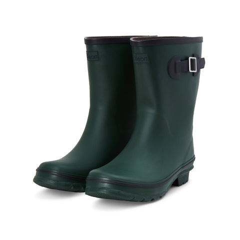 Half Height Green Rain Boots - Wide Foot and Ankle