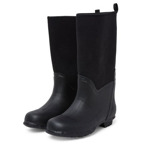 Extra Wide Calf Neoprene Rubber Rain Boots - Black - Up to 20 inch Calf - Wide in Foot and Ankle