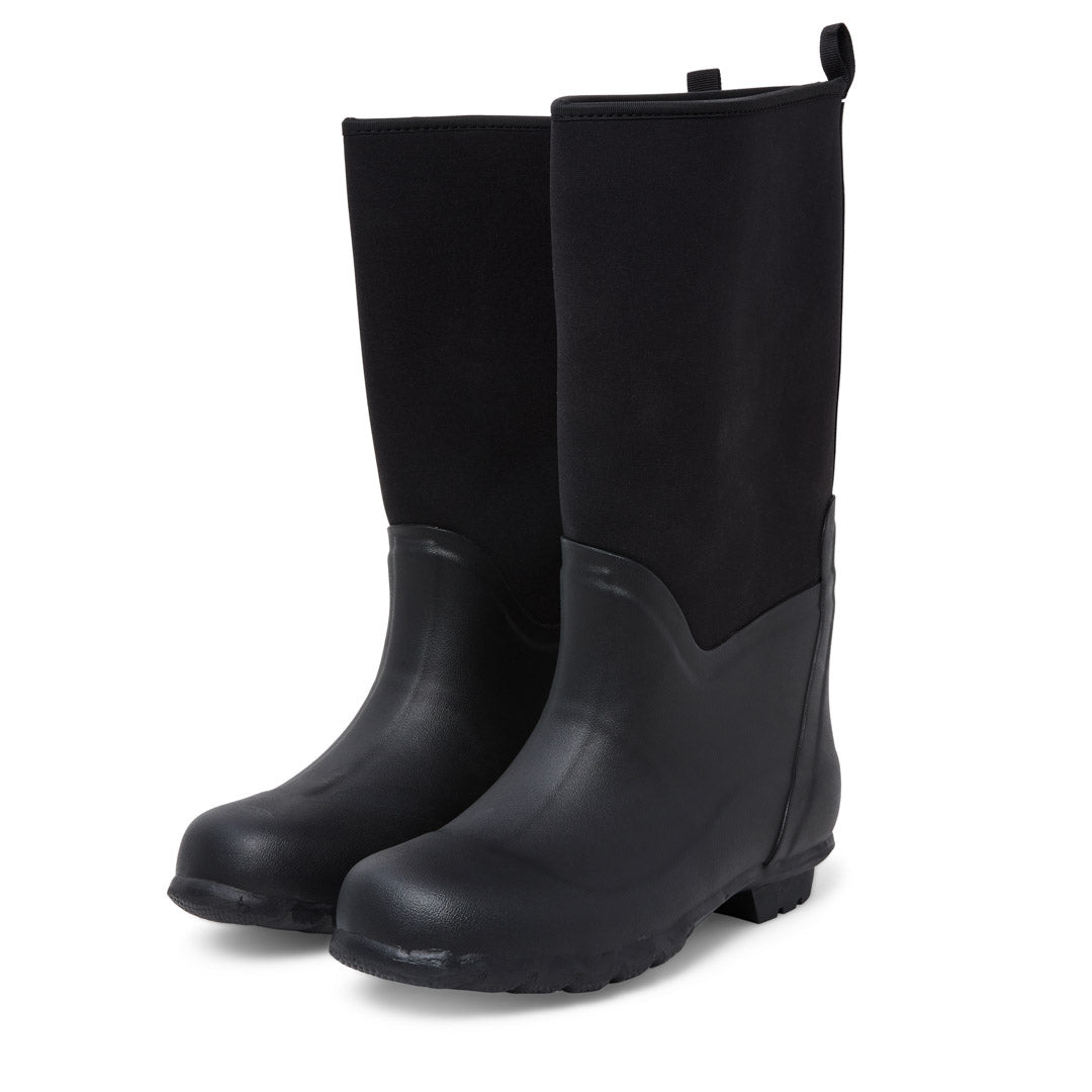 Wide calf waterproof rain boots designed for a roomier fit