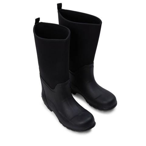 Extra Wide Calf Neoprene Rubber Rain Boots - Black - Up to 20 inch Calf - Wide in Foot and Ankle
