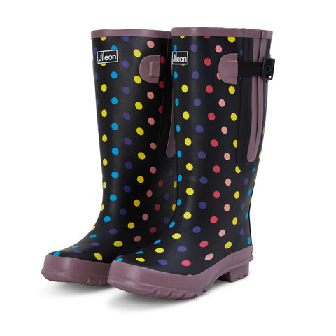 Extra Wide Calf Women's Spotty Rain Boots: 16-23 Inch Calf - Wide in Foot and Ankle