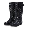 Wide Calf Rain Boots - 15 to 19 inch calf - Black Spotty- Regular Fit in Ankle