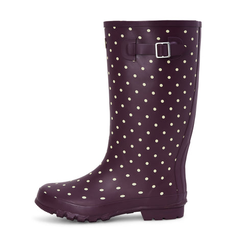 Wide Calf Rain Boots - 15 to 18 inch calf - Purple Spot - Wide Fit in Foot and Ankle