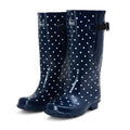 Extra Wide Calf Womens' Rain Boots - Navy Spots - 16-23 Inch Calf - Wide in Foot and Ankle