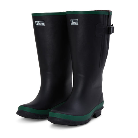 Extra Wide Calf Black Rain Boots - Fit 16 to 20 inch Calf - Wide in Foot and Ankle