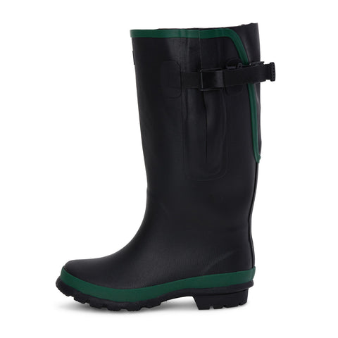 Extra Wide Calf Black Rain Boots - Fit 16 to 20 inch Calf - Wide in Foot and Ankle