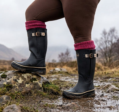 Extra Wide Calf Womens' Rain Boots - Black - 16-23 Inch Calf - Wide Foot & Ankle