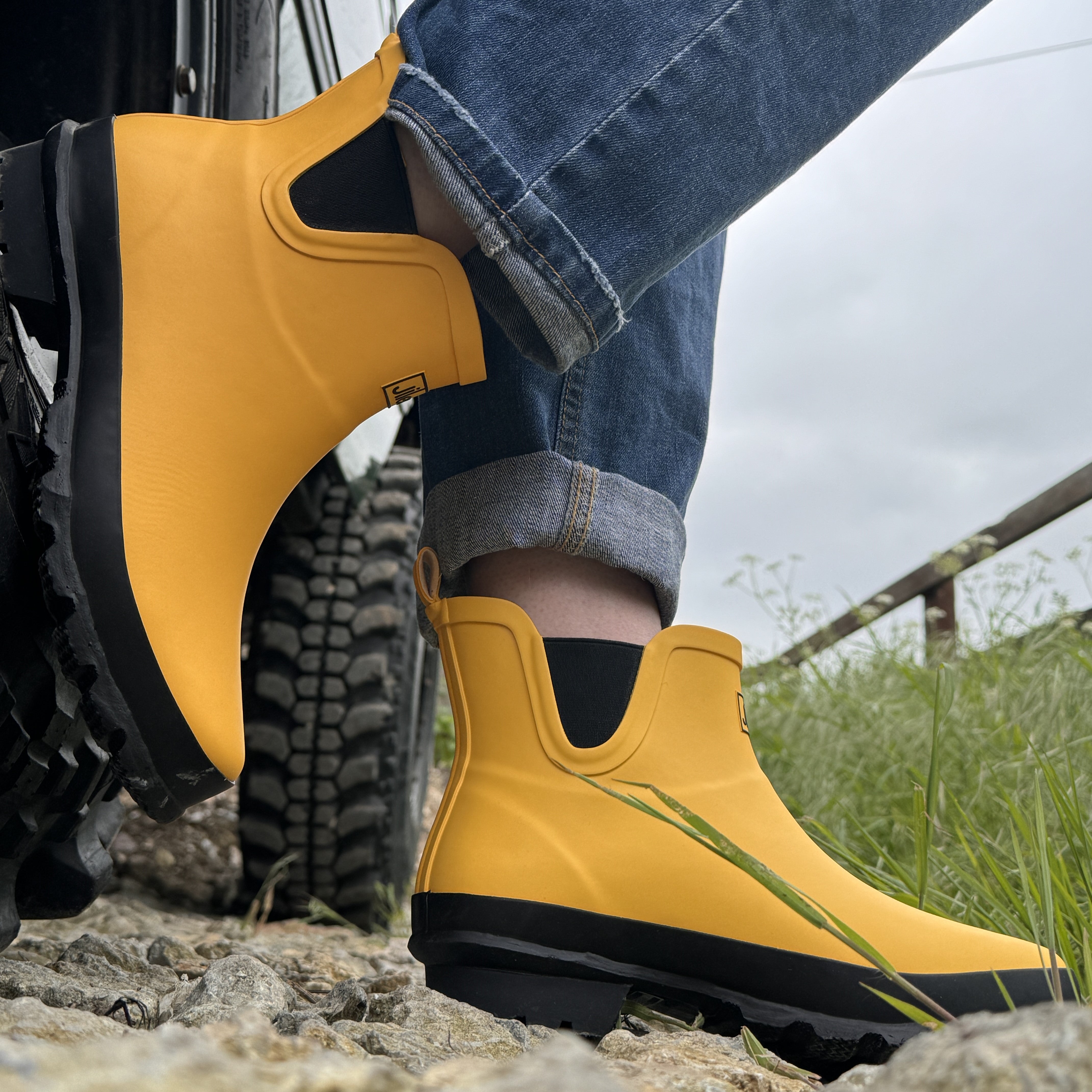 Womens Yellow Ankle Rain Boots - Fit Wide Feet & Easy to Slip On