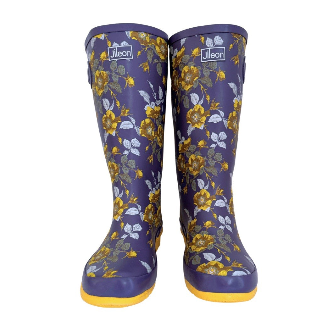 Wide Calf Rain Boots 15 to 18 inch calf Floral Wide Fit in Foot Jileon RainBoots