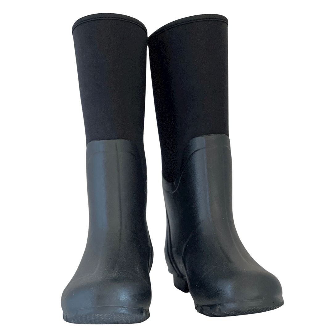 Extra Wide Calf Neoprene Rubber Rain Boots Black Up to 20 inch