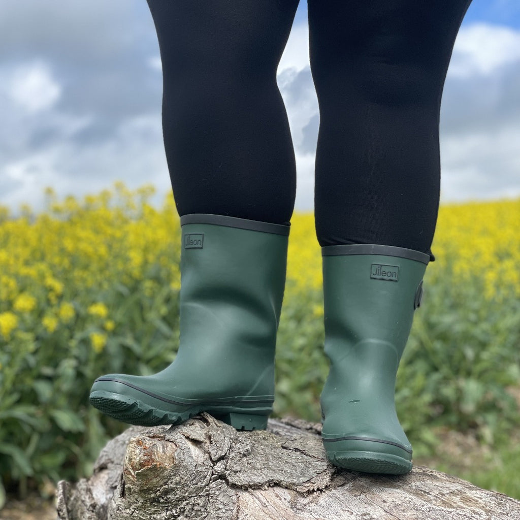 Half Height Green Rain Boots - Wide Foot and Ankle – Jileon RainBoots